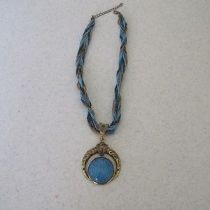 Turquoise necklace with beaded "chain"
